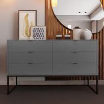 Komoda su stalčiais MILO ant metalinio rėmo 140 cm Spalvos: Juoda / platina