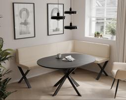 Virtuvinis kampas VERO X Apdaila: Lygi, Kampo pusė: Dešinė, Dydis: 142x196 cm , Spalvos: Soft 18 smėlio