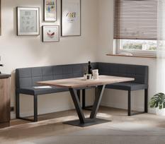 Virtuvinis kampas SANA U Kampo pusė: dešinė, Spalva: Soft 29 (pilka), Dydis: 142x196 cm , Apdaila: dygsniuota atlošo dalis