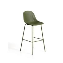 Žalios spalvos metalinė/plastikinė sodo baro taburetė Quinby – Kave Home