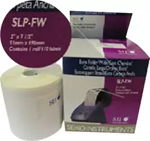 SEIKO II SLP-FW Folder Spine Labels, White, 54 x 302 mm, 130 Labels per Roll, Direct Thermal, Permanent Adhesive