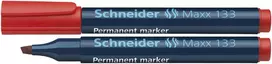 Schneider Pen Maxx 133 Permanent Marker - Red - Chisel Tip - 1-4 mm Line Width