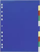 Durable plastikiniai A4 skiriamieji indeksai, 10 dalių, itin platūs, su spalvotais tuščiais skirtukais ir viršeliu (6747-27)