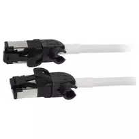 Synergy21 Patch Cable RJ45, CAT6A 500MHz, 5m, White, S/FTP, Slimline Round d=4.5mm, TPE/LSZH (Superflex), AWG28, su CAT7 Raw Cable, Rotatable Connector