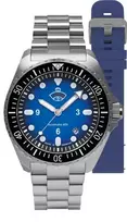Ruhla 1929 NVA Kommando 4960M-3 SET automatinis laikrodis 40mm juodas ciferblatas odinis ir NATO dirželiai