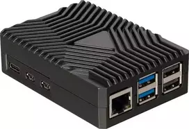 Joy-IT RB-AlucaseP5-09 SBC Case for Raspberry Pi 5, Aluminum, Black