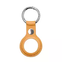 iLike AirTag PU Leather Key Ring Keychain Case Light Brown