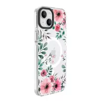 Evelatus Apple iPhone 15 Plus PC+TPU Su MagSafe Individualizuota Gėlių Spauda Skaidrus
