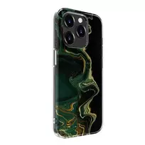 Evelatus Apple iPhone 15 Pro PC Customized Print Design Marble Dark Green Back Cover