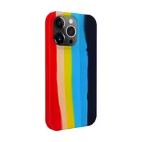 Evelatus Apple iPhone 15 Pro Silicone Case Multi-Colored Rainbow