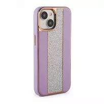 iLike Apple iPhone 15 Diamonds and Leather Case Pink Sand