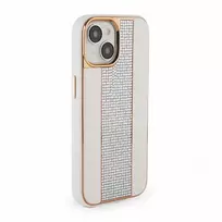 iLike Apple iPhone 15 Diamonds and Leather Case White