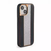 iLike Apple iPhone 15 Diamonds and Leather Case Black