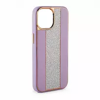 iLike Apple iPhone 15 Pro Diamonds and Leather Case Pink Sand