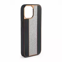 iLike Apple iPhone 15 Pro Max Diamonds and Leather Case Black