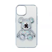 iLike Apple iPhone 14 Silicone Case Print Desire Bear Silver