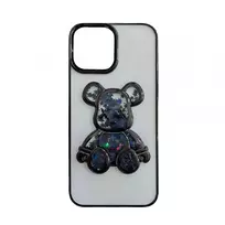 iLike Apple iPhone 15 Silicone Case Print Desire Bear Black