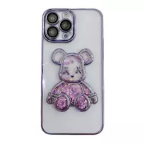 iLike Apple iPhone 15 Pro Silicone Case Print Desire Bear Purple