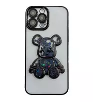 iLike Apple iPhone 15 Pro Silicone Case Print Desire Bear Black