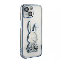iLike Apple iPhone 15 Silicone Case Print Desire Rabbit Blue