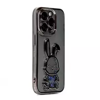 iLike Apple iPhone 15 Pro Silicone Case Print Desire Rabbit Black