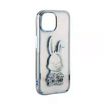 iLike Apple iPhone 15 Pro Silicone Case Print Desire Rabbit Blue