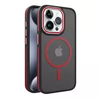 iLike Apple iPhone 15 Pro Max Dual Metal Frame Magsafe Case Red
