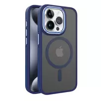 iLike Apple iPhone 15 Dual Metal Frame MagSafe Case Blue