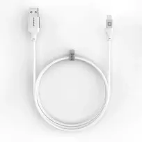 Evelatus USB-A į USB-C laidas, 1,2 m, aliuminio korpusas, pintas, baltas