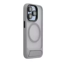 Evelatus Apple iPhone 16 Rubber Coated MagSafe With Stand Case Sidabrinis