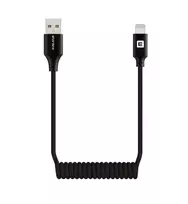 Evelatus AutoSpring Coiled Cable USB A to Lightning 1.2M Cable Black