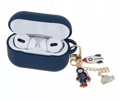 iLike Protective Silicone Case for Apple AirPods Pro 2 - Dark Blue with Pendant