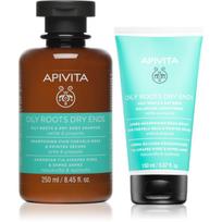 Apivita Oily Roots & Dry Ends rinkinys riebiai galvos odai ir sausiems plaukų galiukams