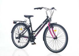 Miesto dviratis 26" Corelli TopVelo Shiwers V-brake 21-Speed, rėmas-16", rožinė/juoda/mėlyna/balta