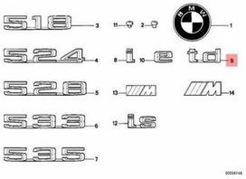 NAUJA OEM BMW E28 E30 Galinio Bagažinės Dangčio TD Emblema Ženklelis Logotipas 51141917430