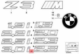 Originalus BMW Z3 kupė bagažinės dangčio 3.0i emblema ženklelis logotipas OEM 51148413711