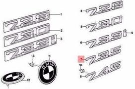 ORIGINALUS OEM BMW E23 Galinės bagažinės dangčio 735 Emblema Ženklelis Logotipas 51141869986 Naujas