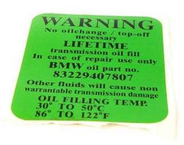 Originalus BMW E38 E39 E46 E85 alyvos bako lipdukas OEM 24111423619
