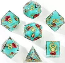 Captured Magic Sharp Edge RPG Resin Dice Set - Meadow Magic