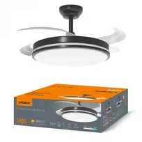 Lubinis šviestuvas Dimeriuojama LED lubinė lempa su ventiliatoriumi ir pultu 60W 5400Lm 3000K-4200K-6000K IP20 VIDEX VL-CLF01-60CB | juoda – Įmontuotas oro ventiliatorius su 6 režimais ir nuotolinio valdymo pulteliu