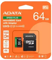 Atminties kortelė - ADATA Speed Plus 64GB Micro SDXC 160MB/s Skaitymas, 140MB/s Rašymas