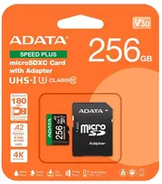 Atminties Kortelė - ADATA Speed Plus 256GB Micro SDXC 180MB/s Skaitymas, 160MB/s Rašymas