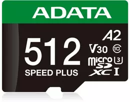 Atminties Kortelė - ADATA Speed Plus 512GB Micro SDXC 180MB/s Skaitymas, 160MB/s Rašymas