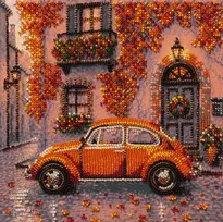 Abris Art Karoliukų siuvinėjimo rinkinys „Rudens kvartalas“ 20×20 cm, 17 spalvų