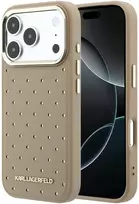 Karl Lagerfeld PU Perforated Gold Dots MagSafe dėklas skirtas Apple iPhone 17 Pro rusvai gelsvas