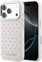 Karl Lagerfeld PU Perforated Gold Dots MagSafe dėklas skirtas Apple iPhone 17 Pro rožinės spalvos