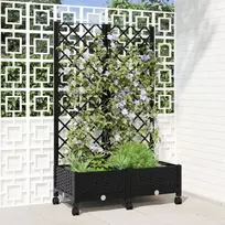 Sodo vazonas su treliu ir ratais Juoda 80 x 40 x 131,5 cm PP