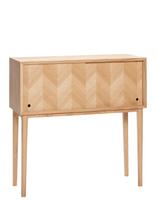 Hübsch - Herringbone Console Table Sliding Doors Natural - Spintelė - Smėlio