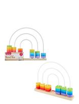 Fisher-Price - Wooden Rainbow Bead Bar Maze, Baby & Toddler Developmental Toy, 1 Wood Piece - Interaktyvūs žaislai - Marga / raštuota