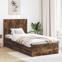 Lovos rėmas su saugojimu ir nugara Dūminio ąžuolo 75 x 190 cm